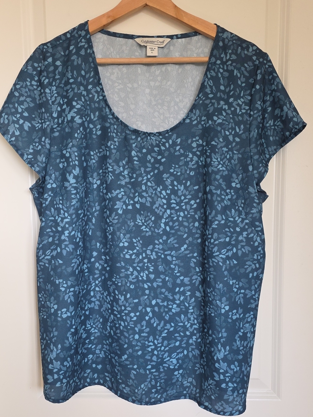 Coldwater Creek Teal Blue Scoop Neck Short Sleeve Top